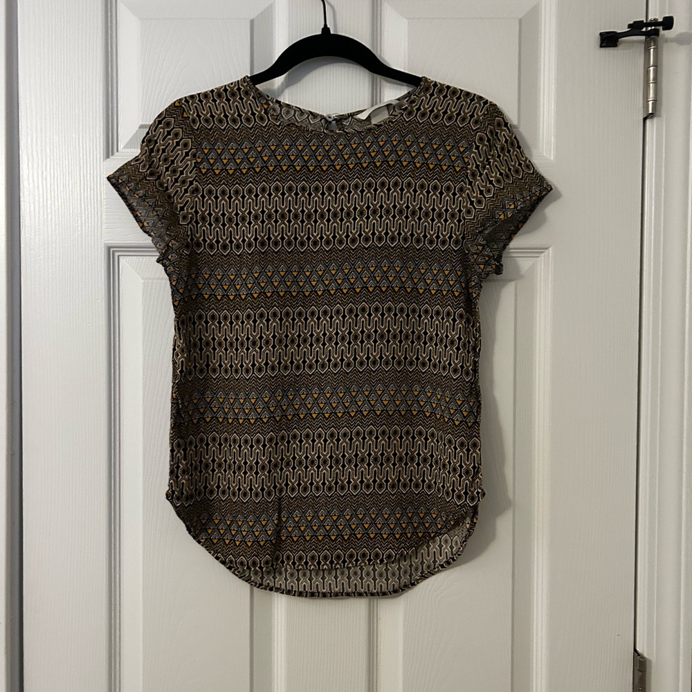 H&M Black and Gold Geometric Blouse